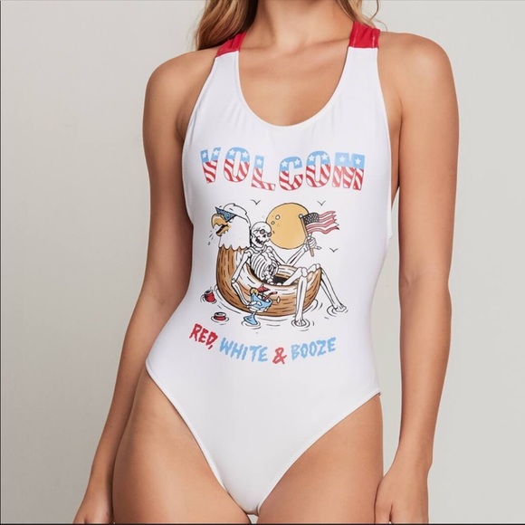 Volcom Other - Volcom Red White & Booze One Piece Bathing Suit S